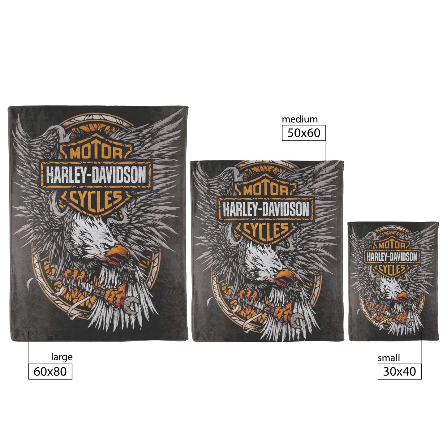 Harley Davidson Angry Eagle Blanket Gift for Bikers Velveteen Plush Fleece Blanket 60 x 80