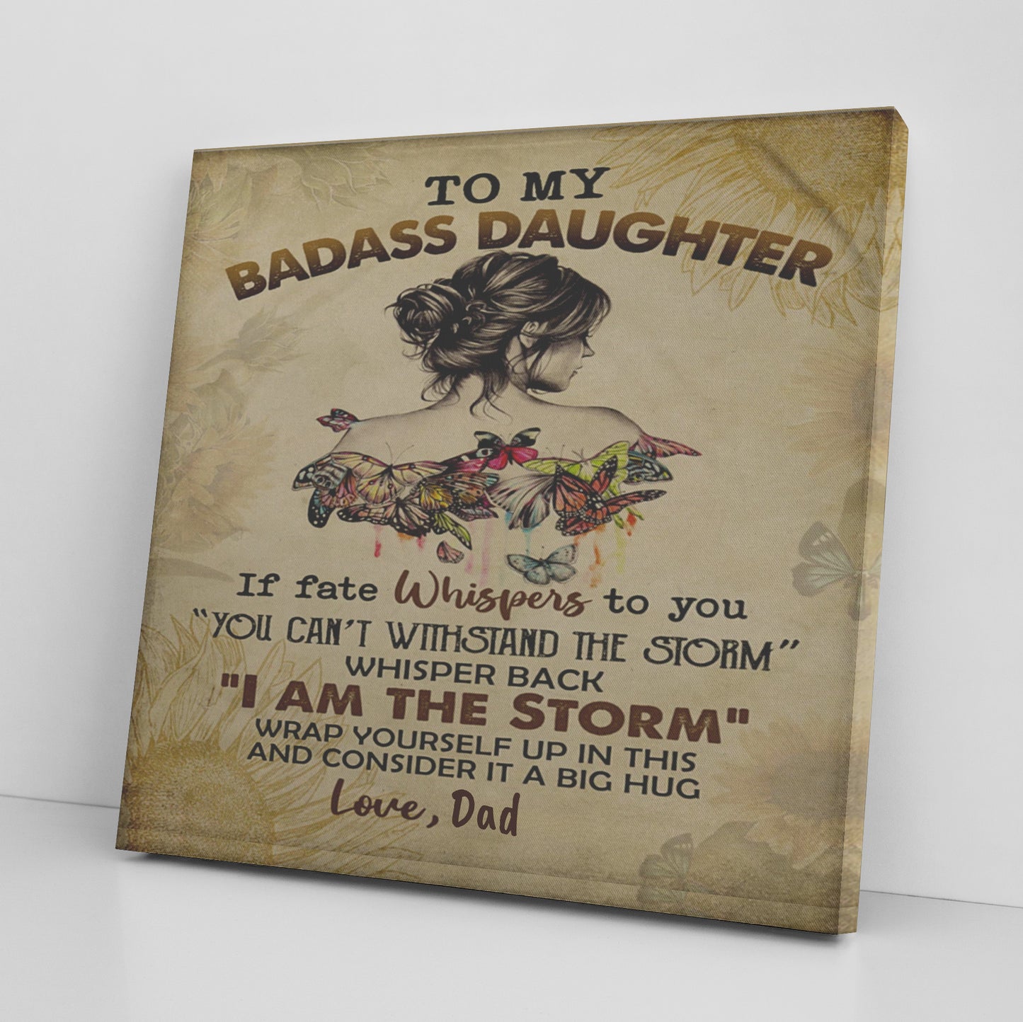To my Badass Daughter from Dad Retro Canvas Wall Art