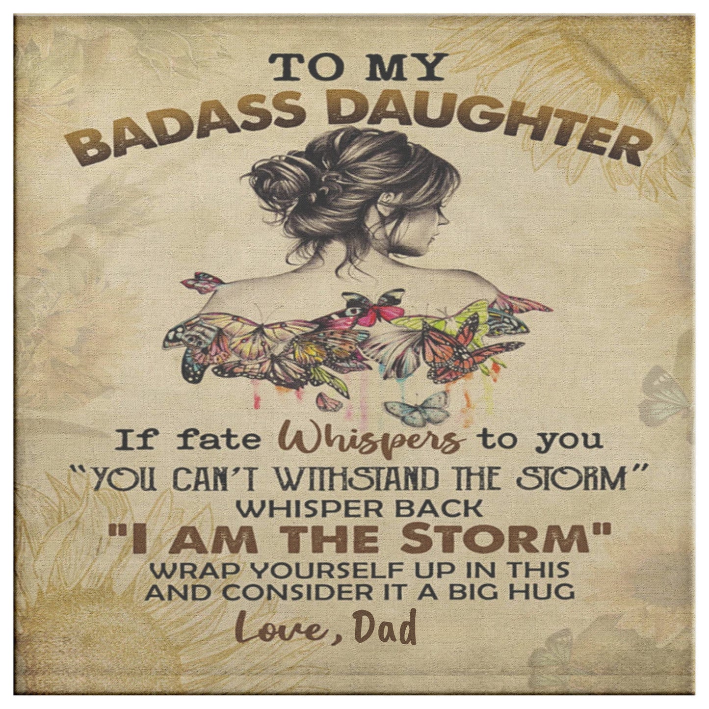 To my Badass Daughter from Dad Retro Canvas Wall Art