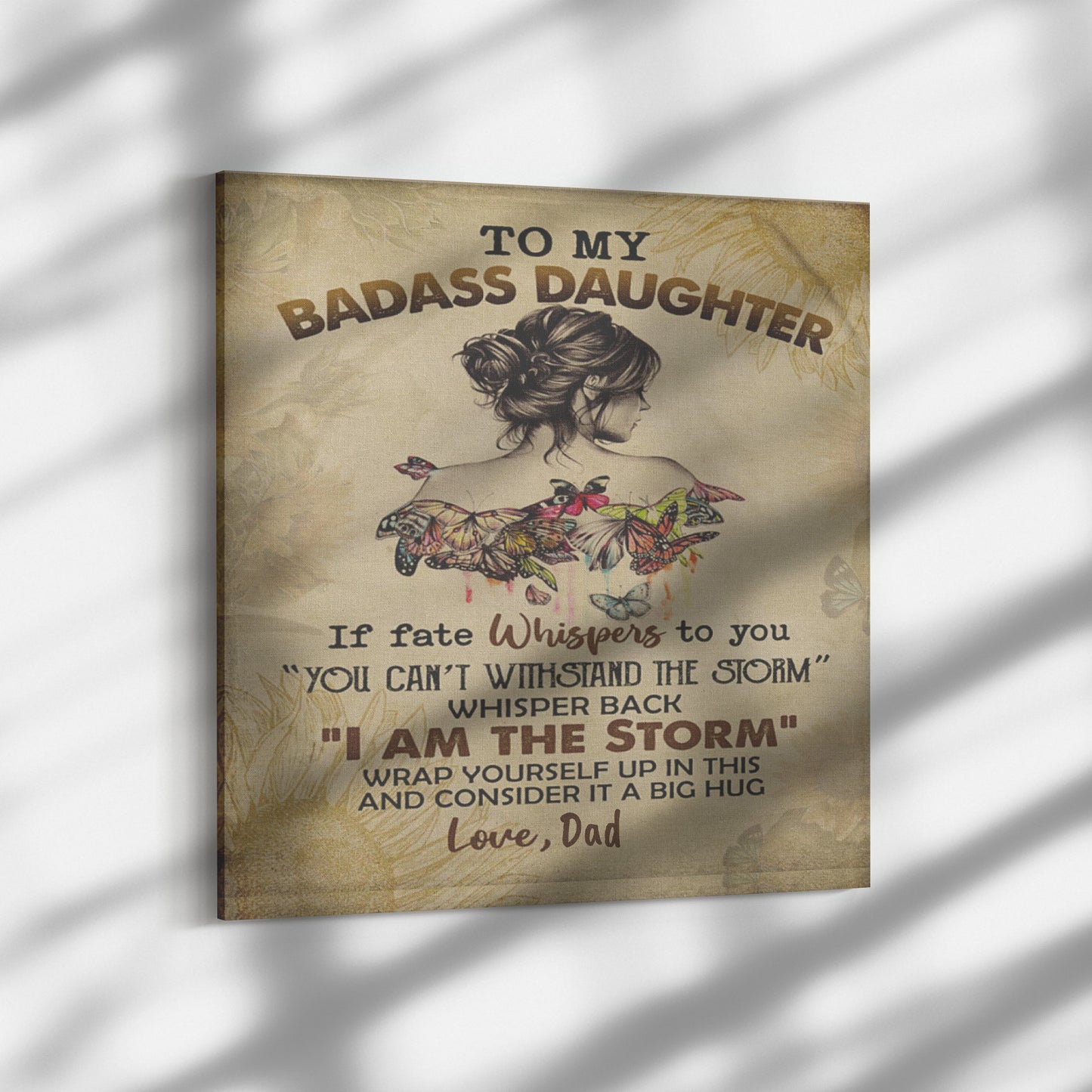 To my Badass Daughter from Dad Retro Canvas Wall Art