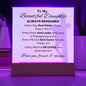 TO MY BEAUTIFUL DAUGHTER | ALWAYS REMEMBER | SQUARE ACRYLIC PLAQUE