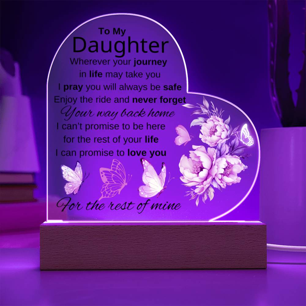 TO MY DAUGHTER | NEVER FORGET YOUR WAY BACK HOME | HEART ACYLIC PLAQUE
