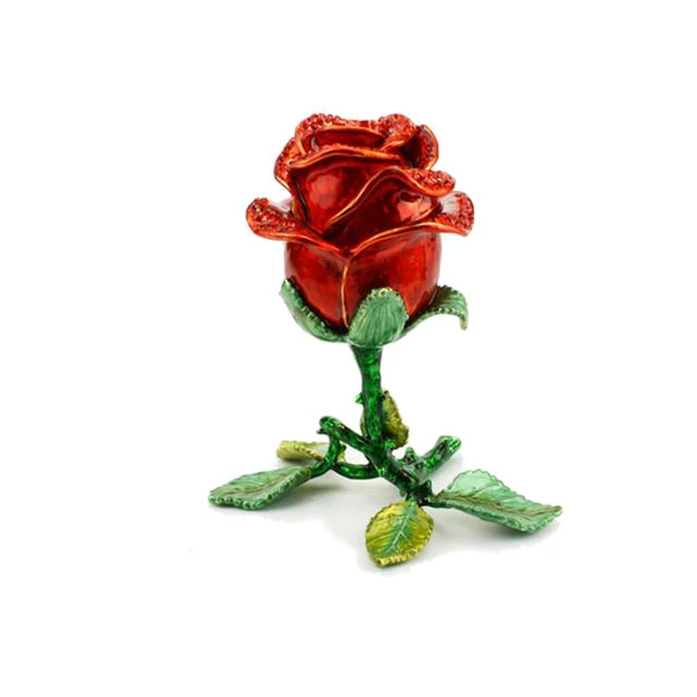 Enamel Stereoscopic Necklace Rings Earrings Rose Flower Jewelry Gift Box