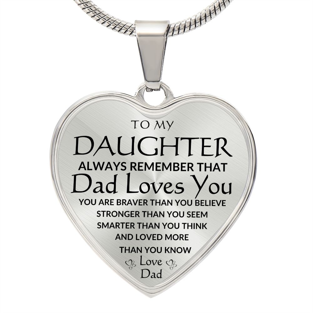 TO MY DAUGHTER | HEART PENDANT NECKLACE | DAD LOVES YOU