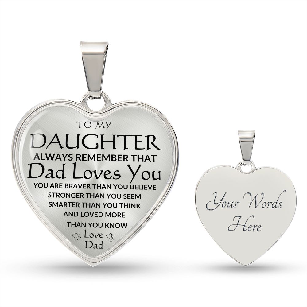 TO MY DAUGHTER | HEART PENDANT NECKLACE | DAD LOVES YOU