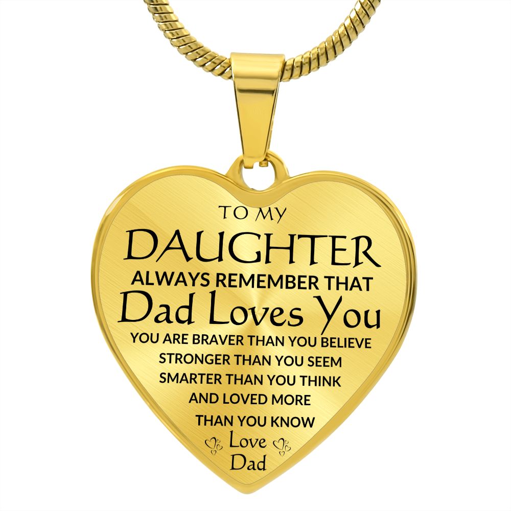 TO MY DAUGHTER | HEART PENDANT NECKLACE | DAD LOVES YOU