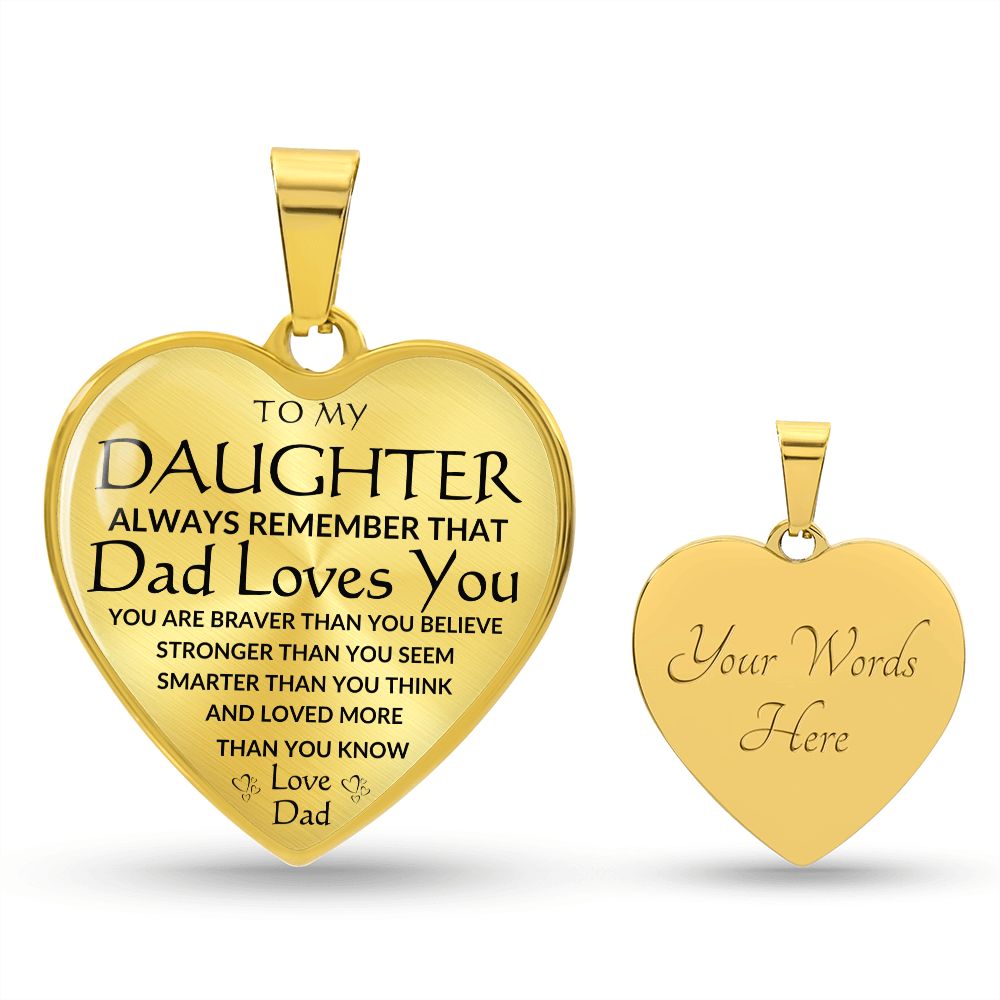 TO MY DAUGHTER | HEART PENDANT NECKLACE | DAD LOVES YOU