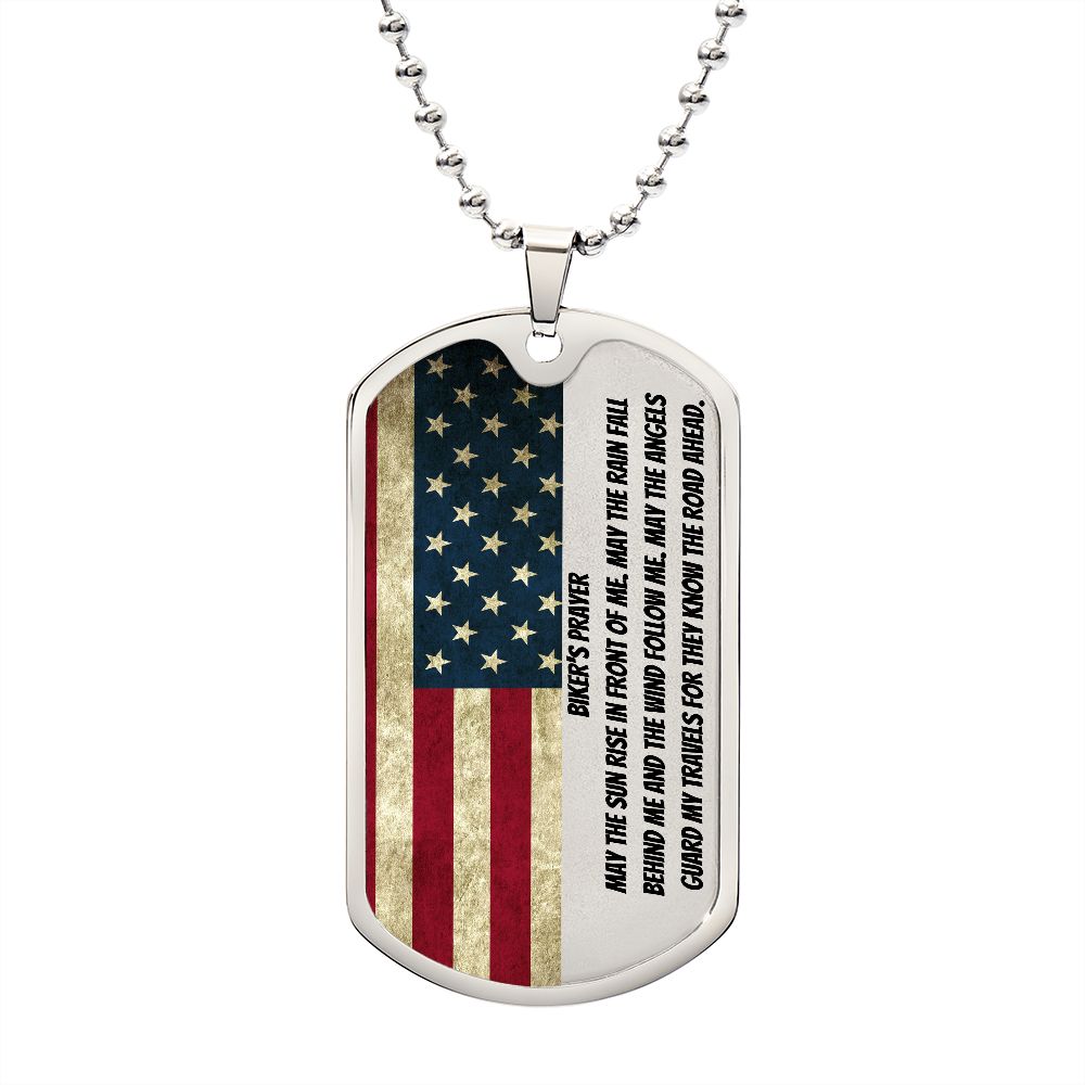 BIKERS PRAYER | AMERICAN FLAG | DOG TAG
