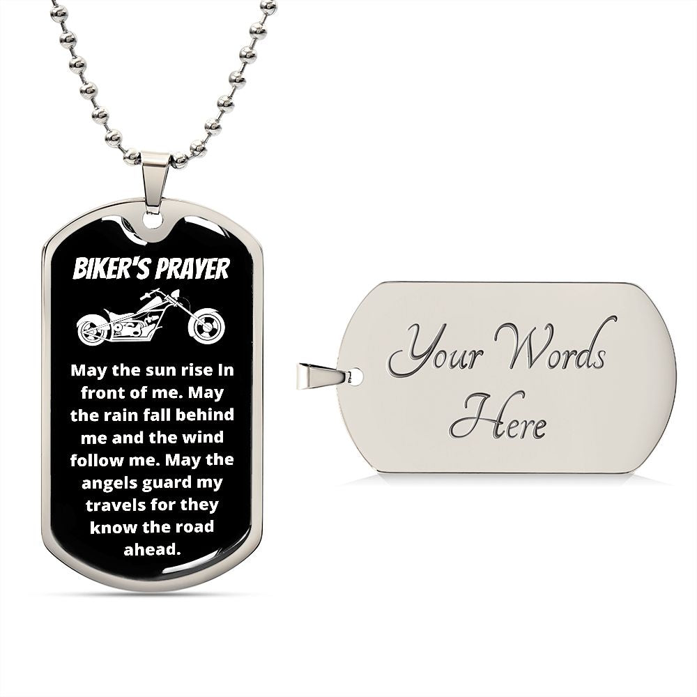 BIKER'S PRAYER | LUXURY DOG TAG | MAY THE ANGELS GUARD MY TRAVELS