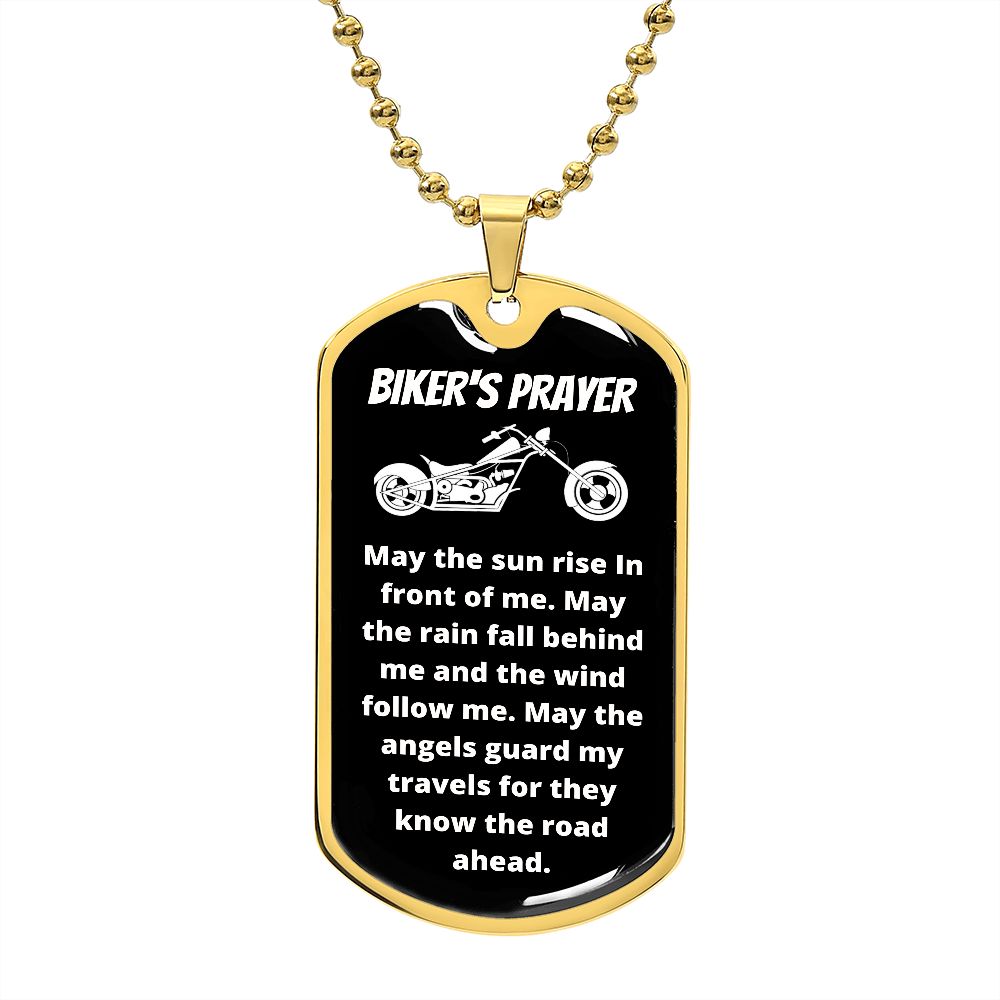 BIKER'S PRAYER | LUXURY DOG TAG | MAY THE ANGELS GUARD MY TRAVELS