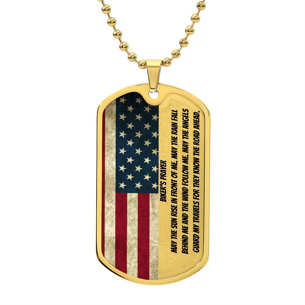 BIKERS PRAYER | AMERICAN FLAG | DOG TAG