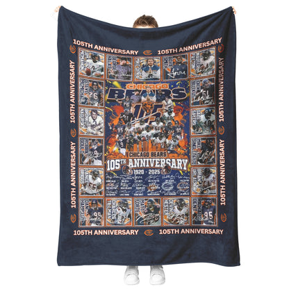 105th Chicago Bears Anniversary 1920 2025 Soft Mink Touch Plush Fleece Blanket 50 x 60