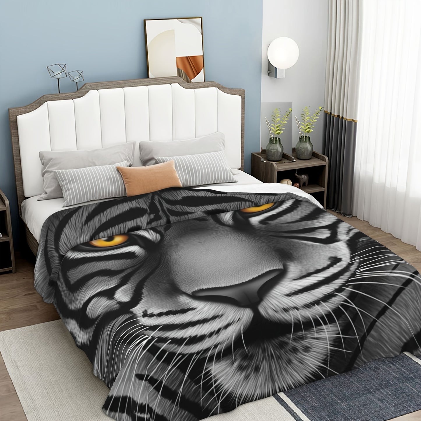 White Tiger Face Focused Blanket