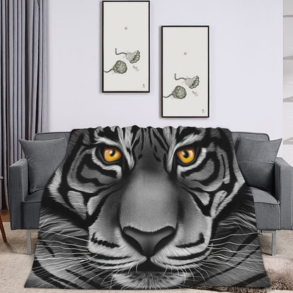 White Tiger Face Focused Blanket