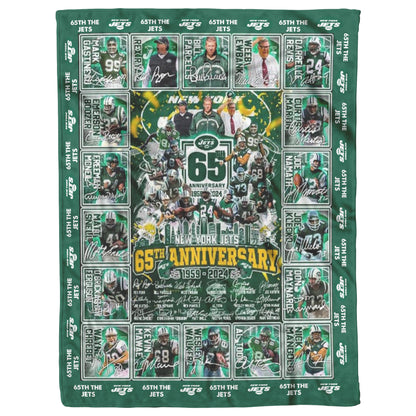 65th Anniversary New York Jets 1959-2024 Soft Mink Touch Plush Fleece Blanket