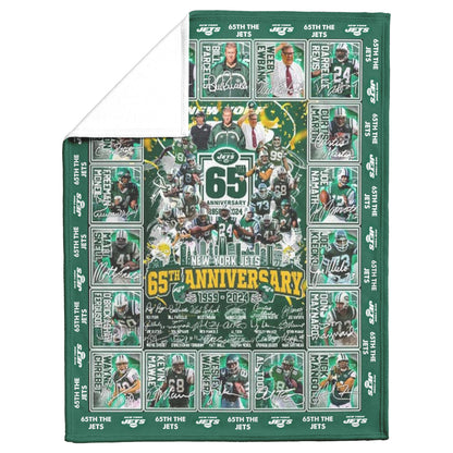 65th Anniversary New York Jets 1959-2024 Soft Mink Touch Plush Fleece Blanket