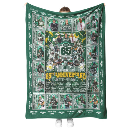 65th Anniversary New York Jets 1959-2024 Soft Mink Touch Plush Fleece Blanket