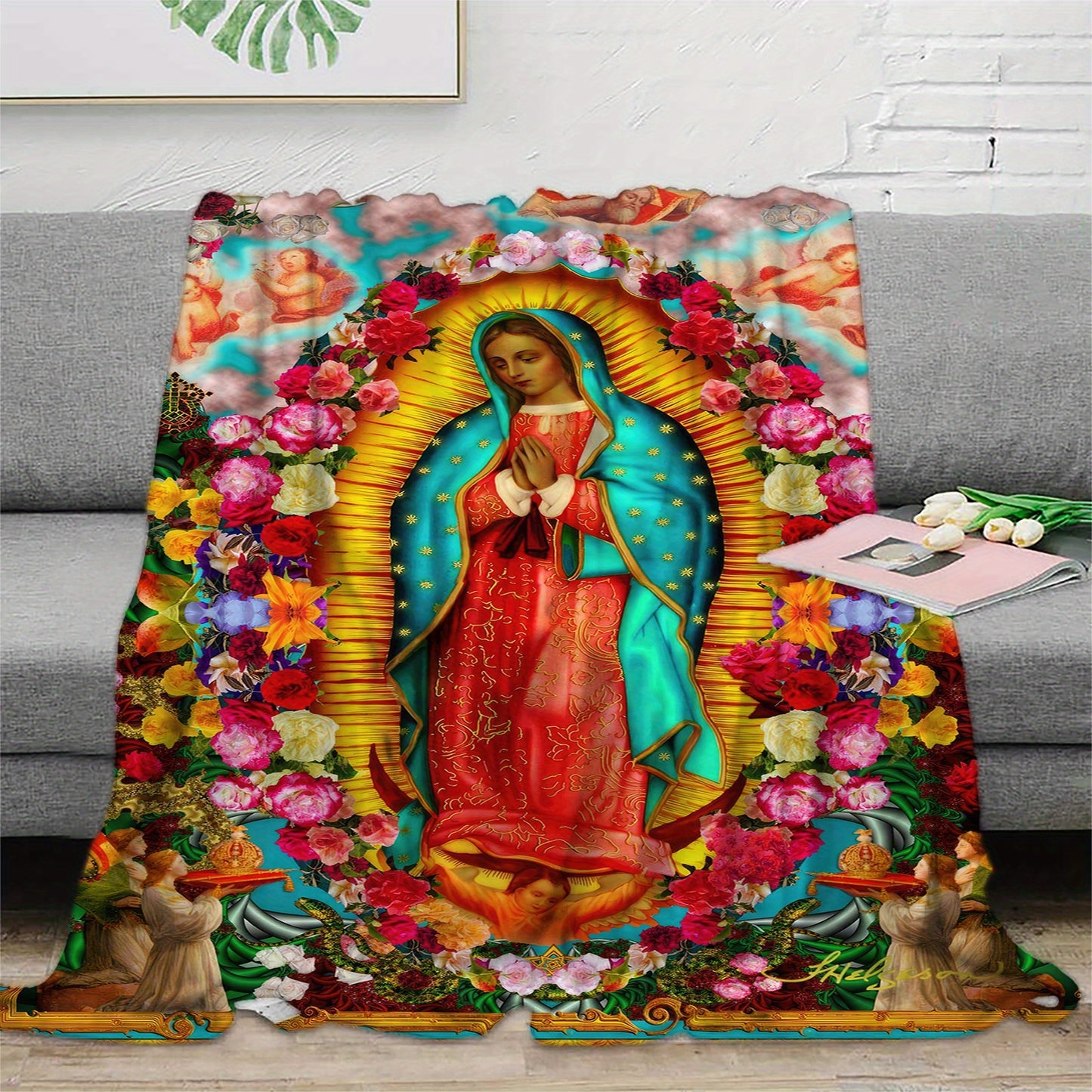 BLESSED MARY THROW BLANKET