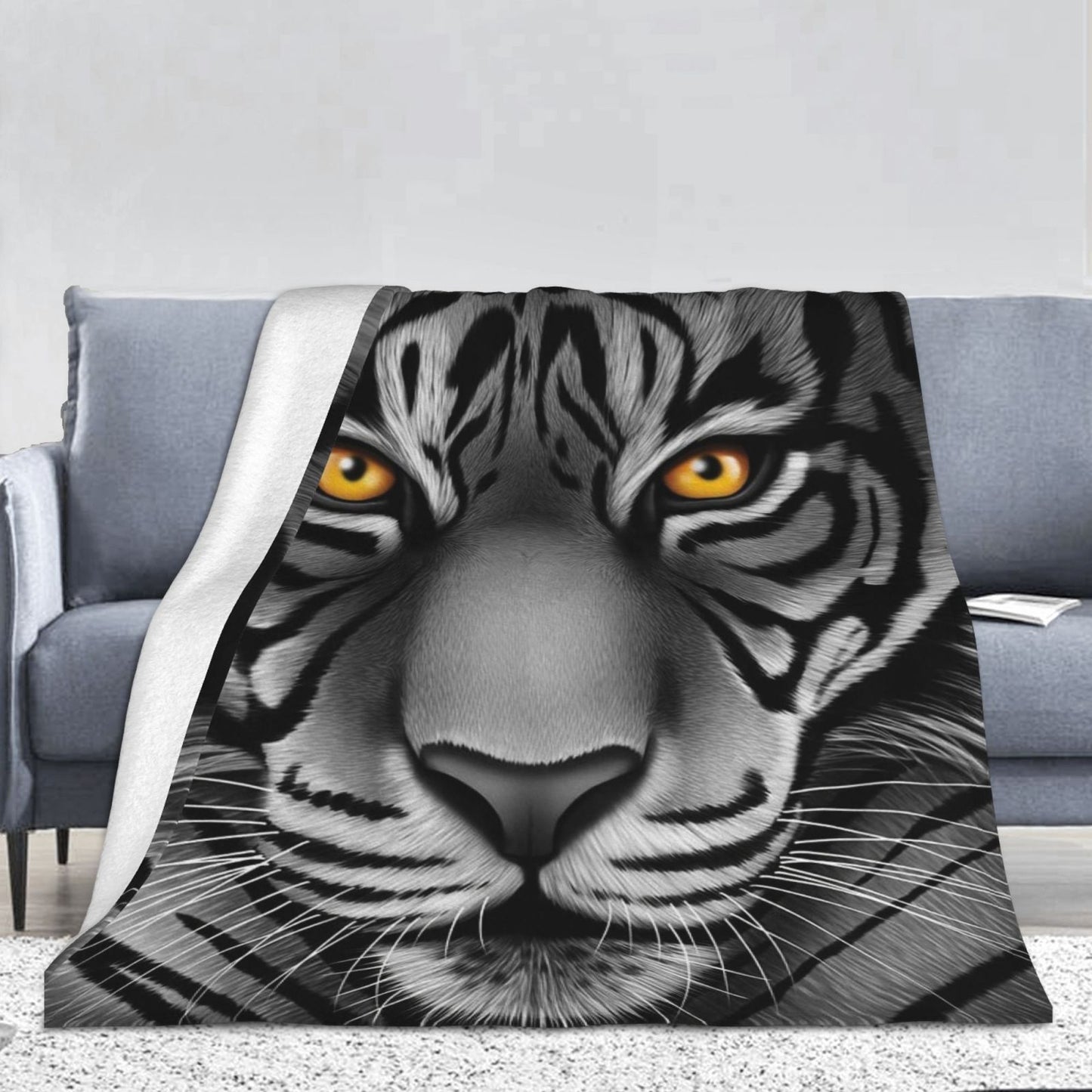 White Tiger Face Focused Blanket