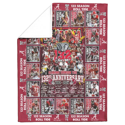 Alabama Crimson Tide 1892-2024 For 132nd Anniversary Fleece Blanket 60 x 80