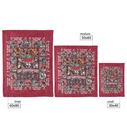 Alabama Crimson Tide 1892-2024 For 132nd Anniversary Fleece Blanket_50_60