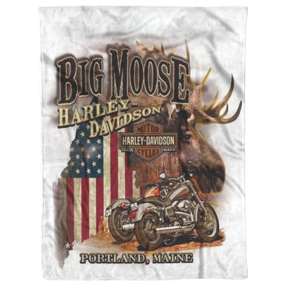 Big Moose Harley Davidson Blanket Gift for Biker Mink touch Plush Fleece Blanket