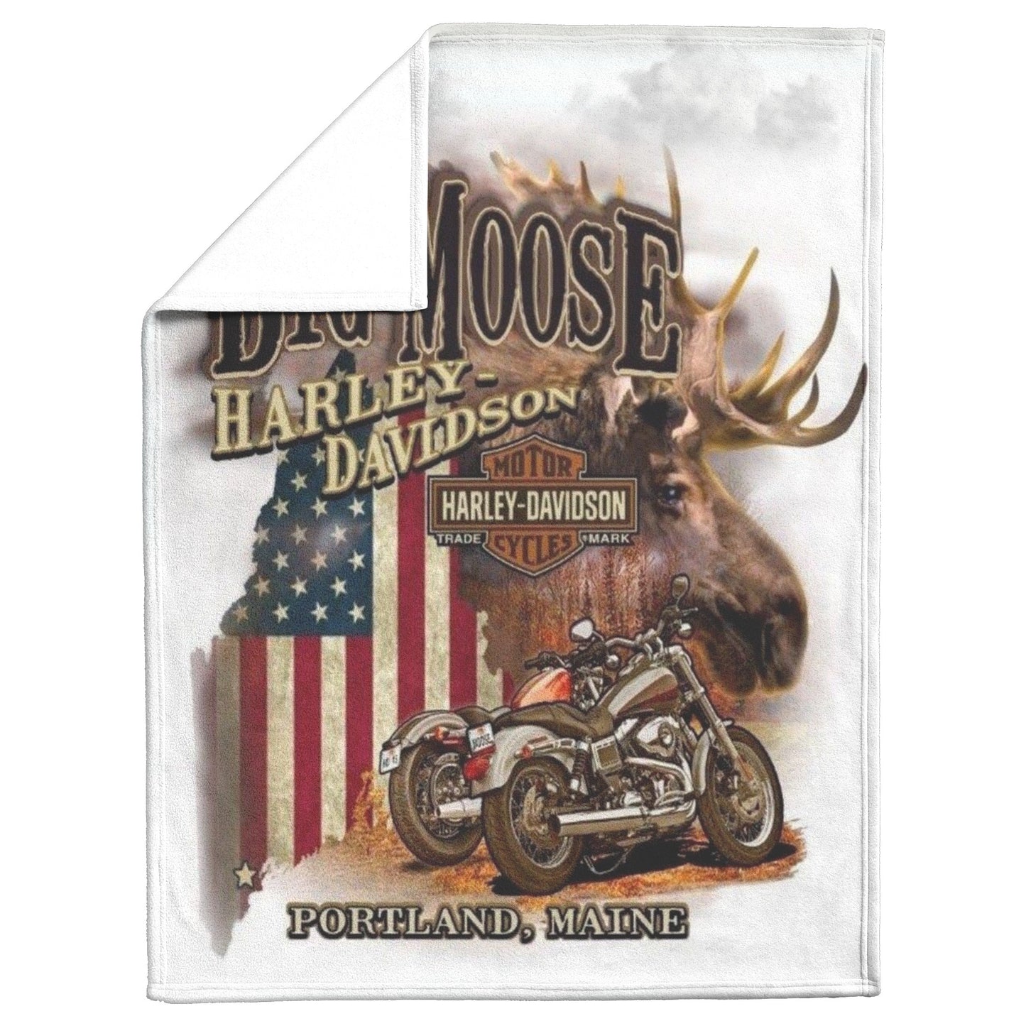 Big Moose Harley Davidson Blanket Gift for Biker Mink touch Plush Fleece Blanket