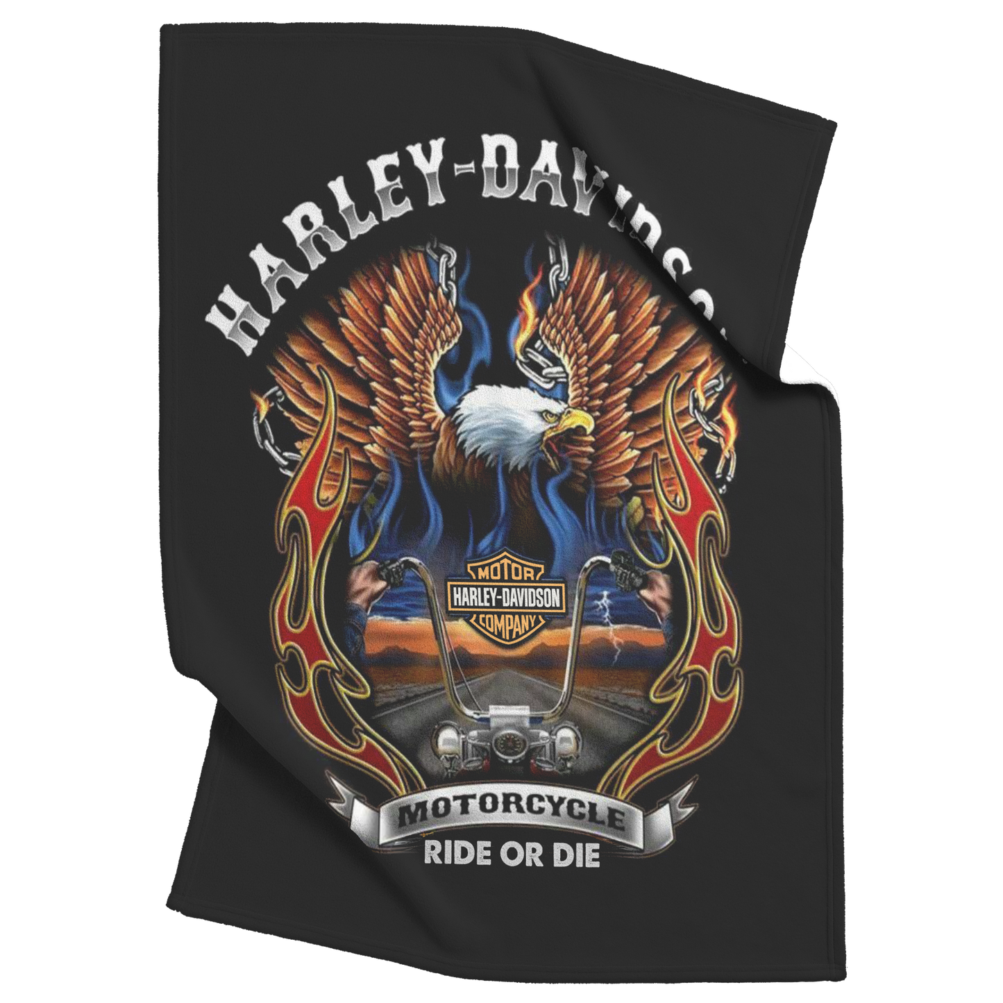 Blazing_Harley_Davidson_Fiery_Eagle_Bike_V_Blanket_Top_Bottom_Folds_Mockup.png