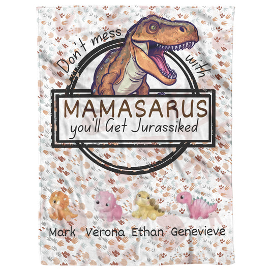 Custom Personalized Mamasaurus Blanket Gift For Moms mothers day gift_1