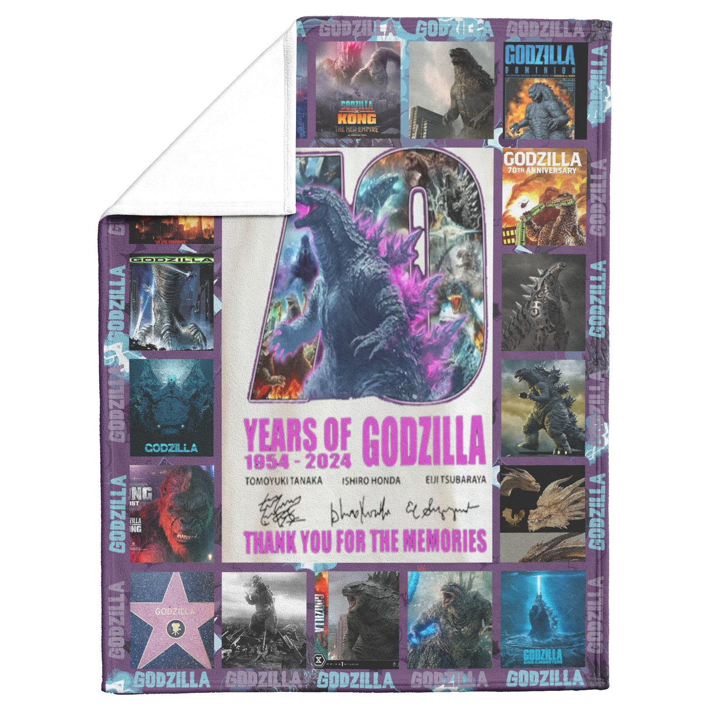 Godzilla 70Th Anniversary 1954–2024 Fleece Blanket Thank You For The Memories 60 x 80
