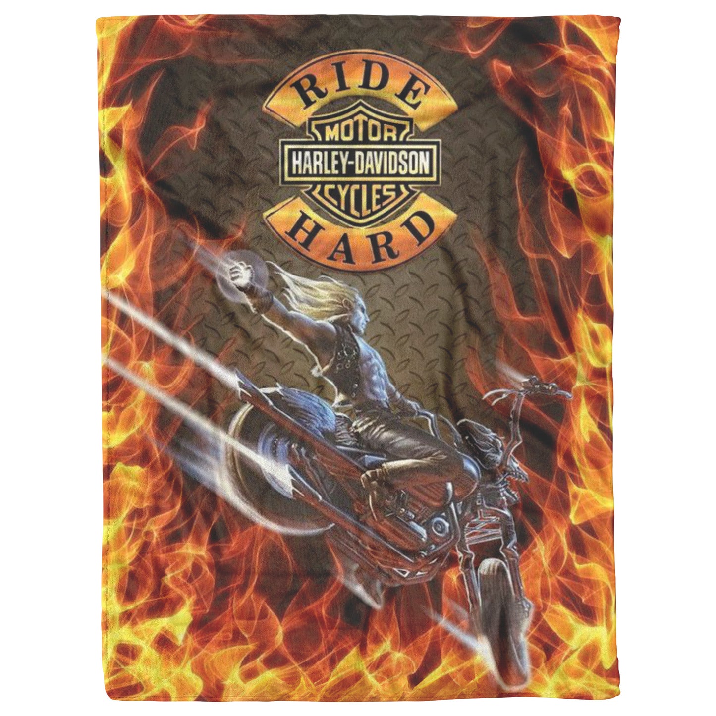 HARLEY DAVIDSON RIDE HARD 30 x 40 60 x 80 BIKER LOVER BLANKET