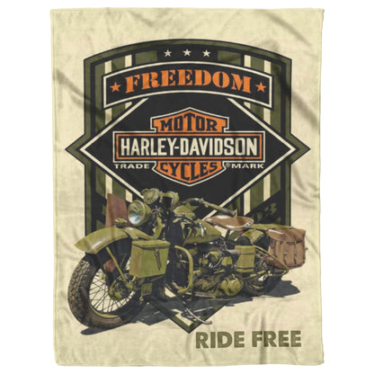 HARLEY DAVIDSON RUSTIC VINTAGE RIDE FREE FLEECE BLANKET