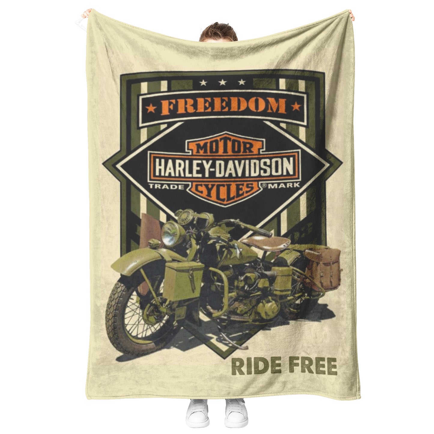 HARLEY DAVIDSON RUSTIC VINTAGE RIDE FREE FLEECE BLANKET