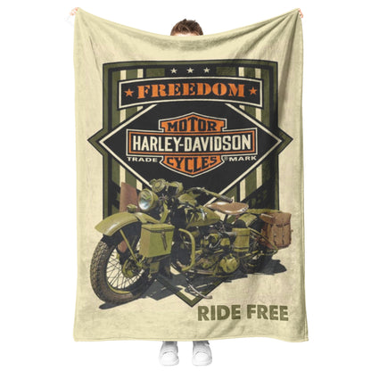 HARLEY DAVIDSON RUSTIC VINTAGE RIDE FREE FLEECE BLANKET