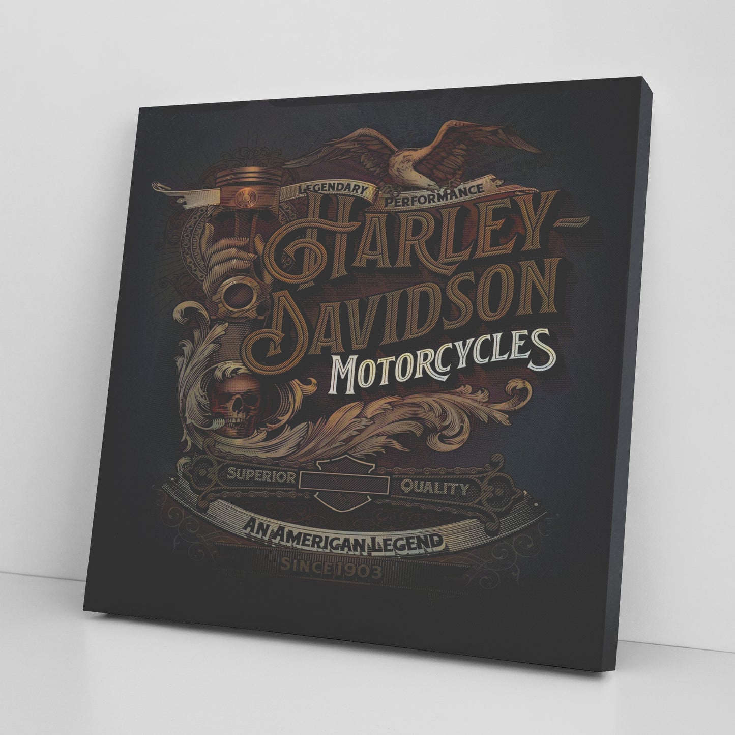 HARLEY DAVIDSON RUSTIC VINTAGE SQUARE CANVAS WRAP
