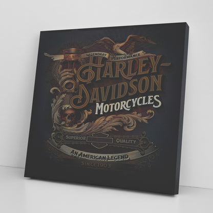 HARLEY DAVIDSON RUSTIC VINTAGE SQUARE CANVAS WRAP