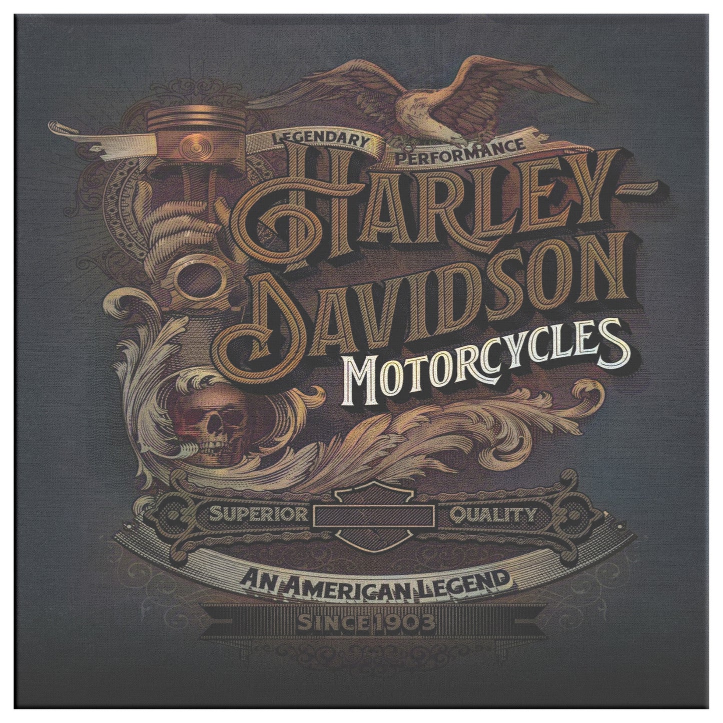 HARLEY DAVIDSON RUSTIC VINTAGE SQUARE CANVAS WRAP