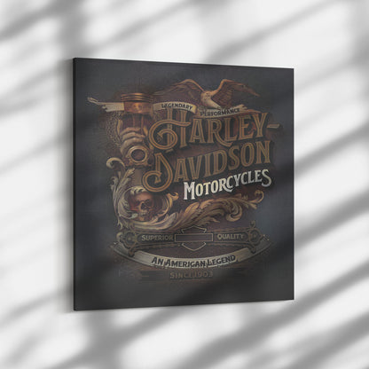 HARLEY DAVIDSON RUSTIC VINTAGE SQUARE CANVAS WRAP