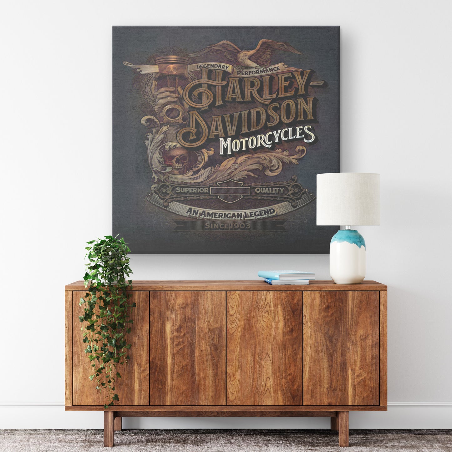 HARLEY DAVIDSON RUSTIC VINTAGE SQUARE CANVAS WRAP