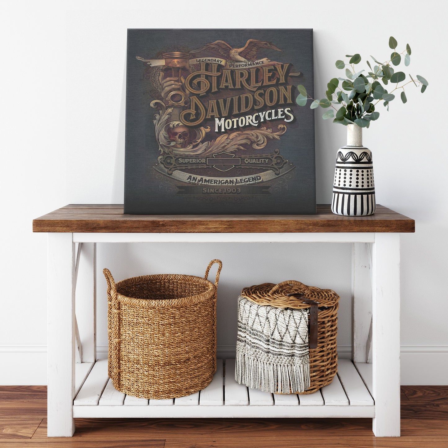 HARLEY DAVIDSON RUSTIC VINTAGE SQUARE CANVAS WRAP