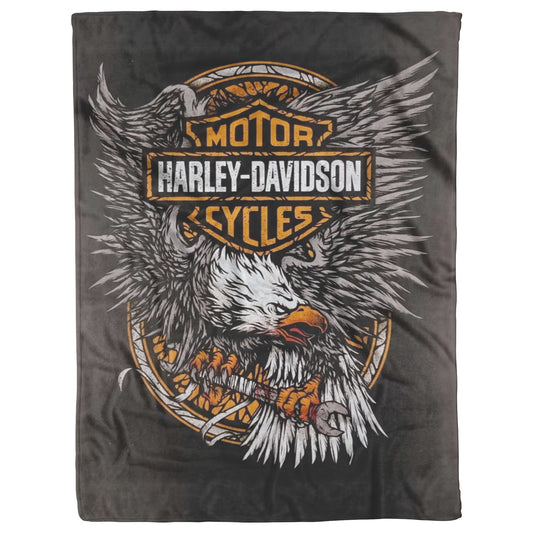 Harley Davidson Angry Eagle Blanket Gift for Bikers Velveteen Plush Fleece Blanket 50 x 60
