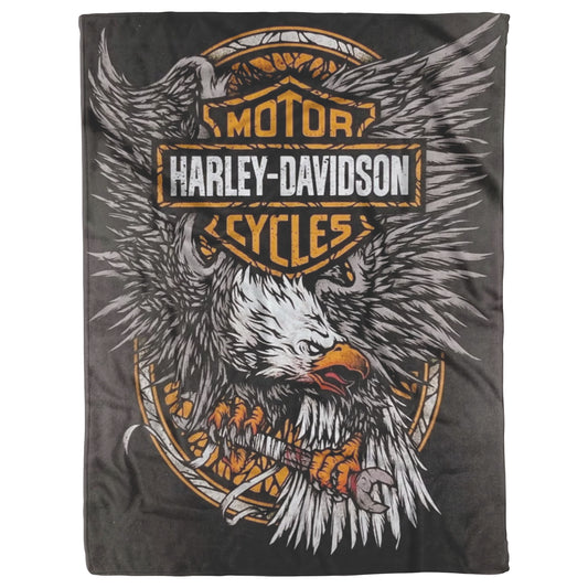 Harley Davidson Angry Eagle Blanket Gift for Bikers Velveteen Plush Fleece Blanket 60 x 80