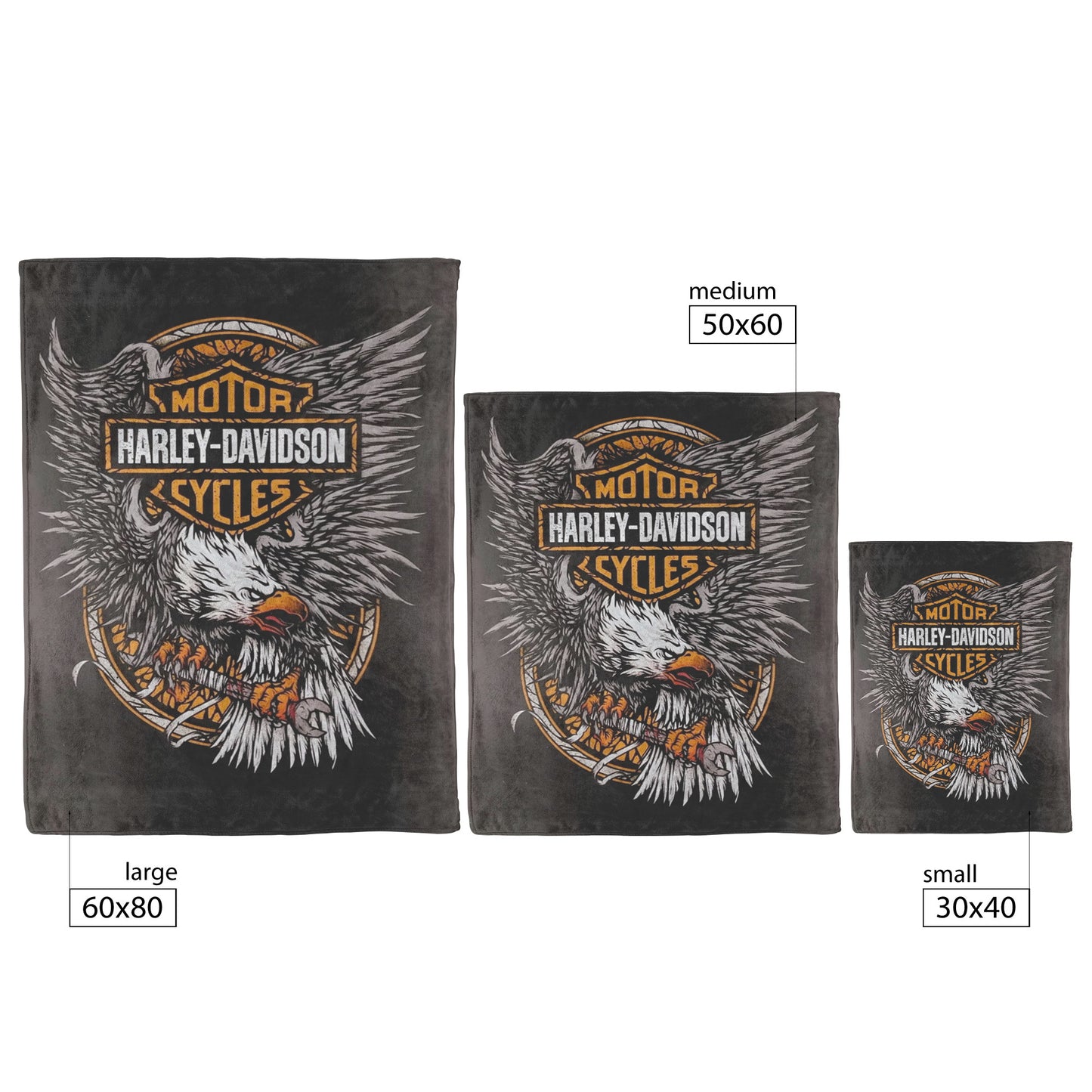 Harley Davidson Angry Eagle Blanket Gift for Bikers Velveteen Plush Fleece Blanket 50 x 60