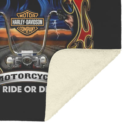 Harley Davidson Fiery Eagle Blank Gift for Bikers Velveteen Plush Fleece Blanket