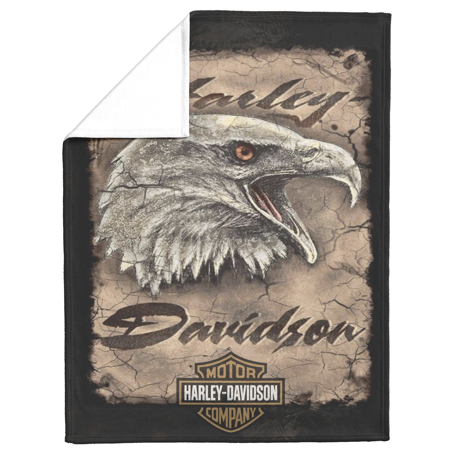 Harley Davidson Rugged Eagle Blanket Gift for Bikers Velveteen Plush Fleece Blanket 60 x 80