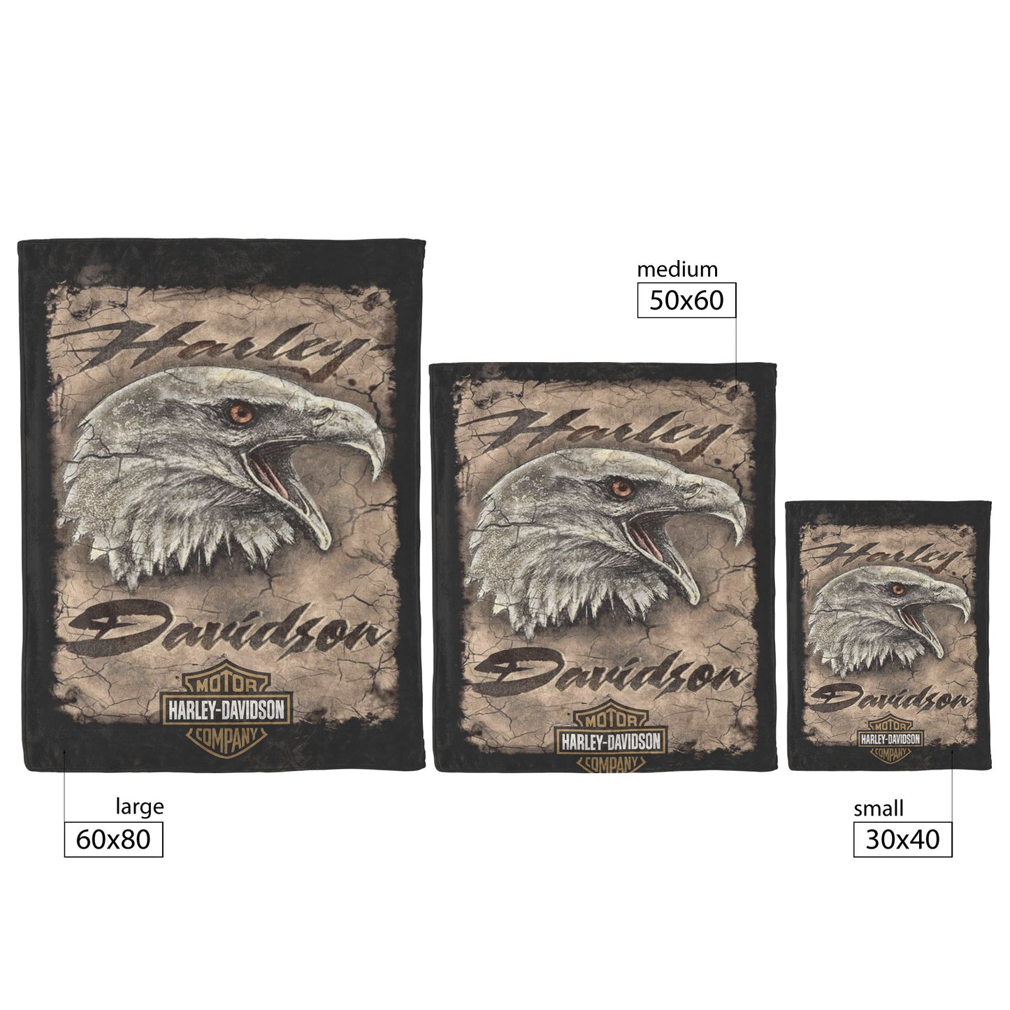Harley Davidson Rugged Eagle Blanket Gift for Bikers Velveteen Plush Fleece Blanket 60 x 80