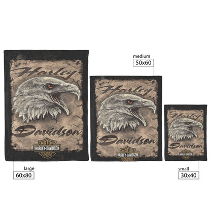 Harley Davidson Rugged Eagle Blanket Gift for Bikers Velveteen Plush Fleece Blanket 60 x 80