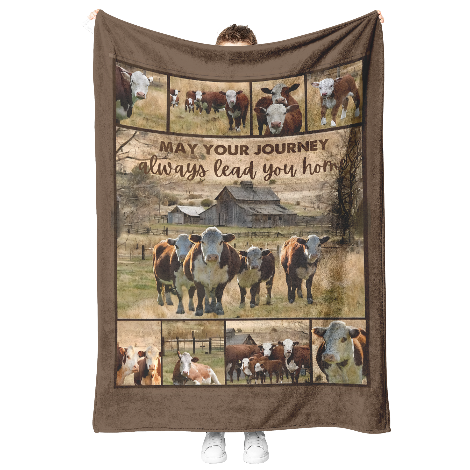 Hereford_Cow_May_Your_Journey_Always_Lea_V_Blanket_Model_Mockup.png