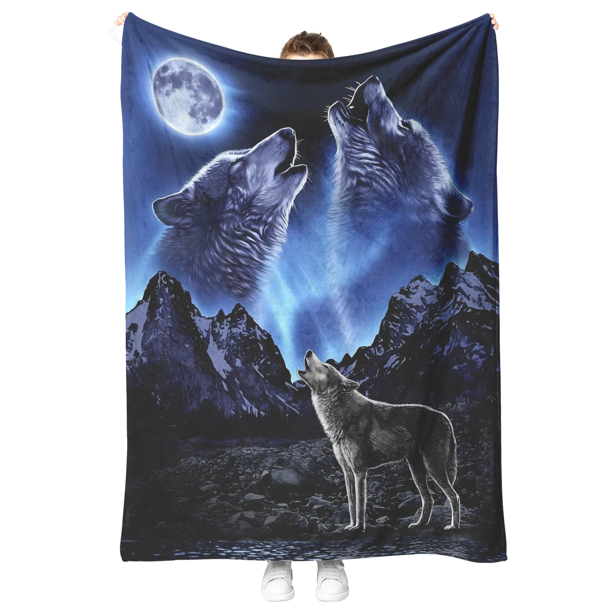 Howling_Wolf_Call_of_the_wild_Super_Soft_V_Blanket_Model_Mockup.png