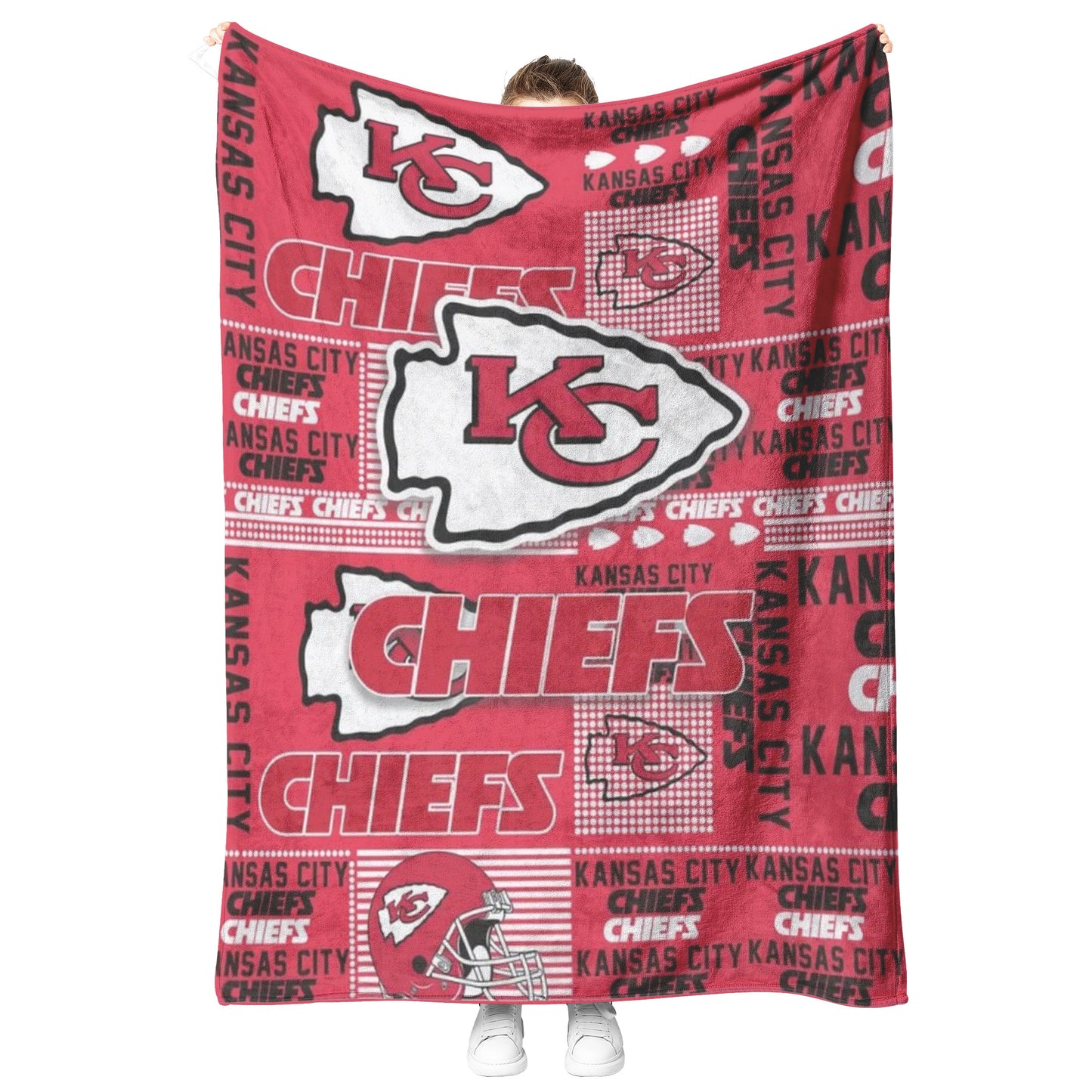 Kansas_City_Chiefs Football Style Blanket Sherpa Throw Blanket Ultra Soft Flannel Blankets for Football Fans Gift 60 x 80